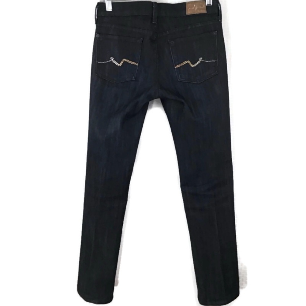 7 FOR ALL MANKIND DARK WASH SWAROVSKI CRYSTAL POCKETS JEANS SIZE 26